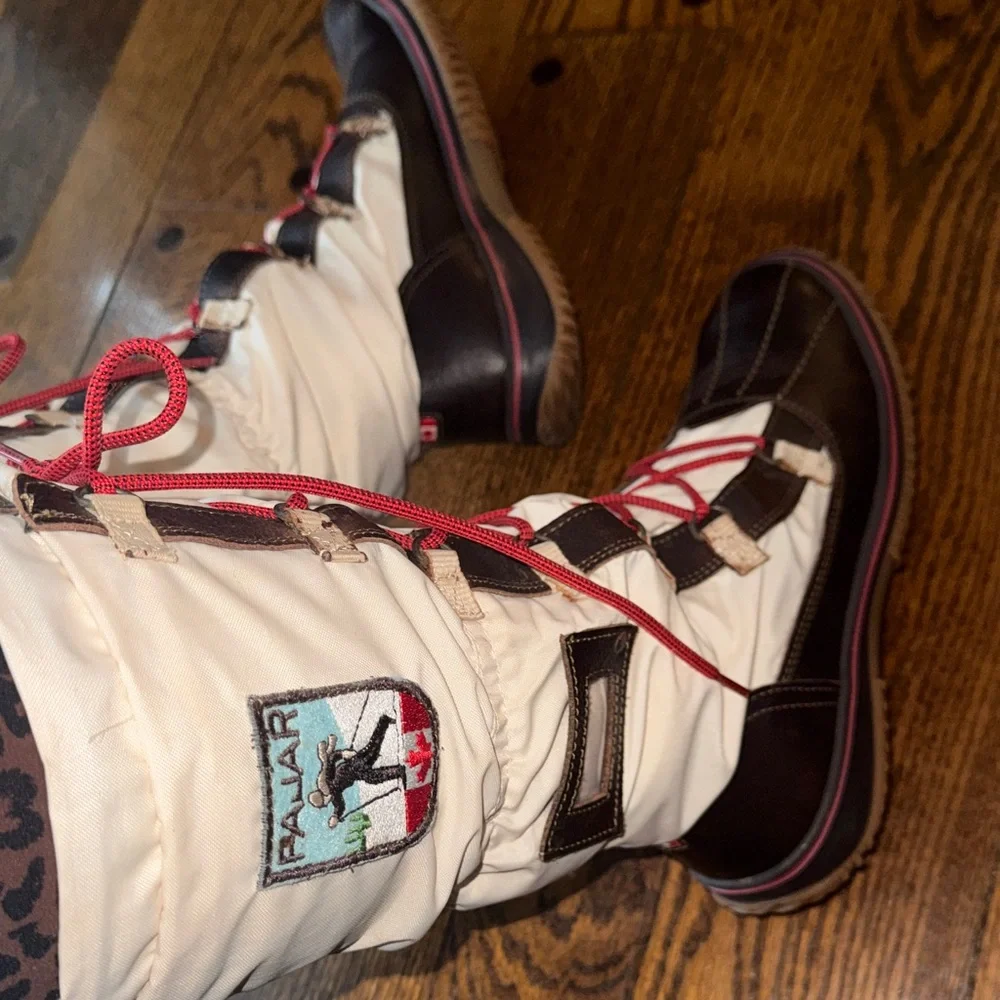 Pajar Women’s Tall Lace-Up Snow Boots size 41 US 10 Brown Cream Apres Ski - Picture 6 of 9